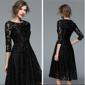 ★送料無料★9号(Ｍ)☆透け感が美しい総レース仕様ワンピ[OPN4109]