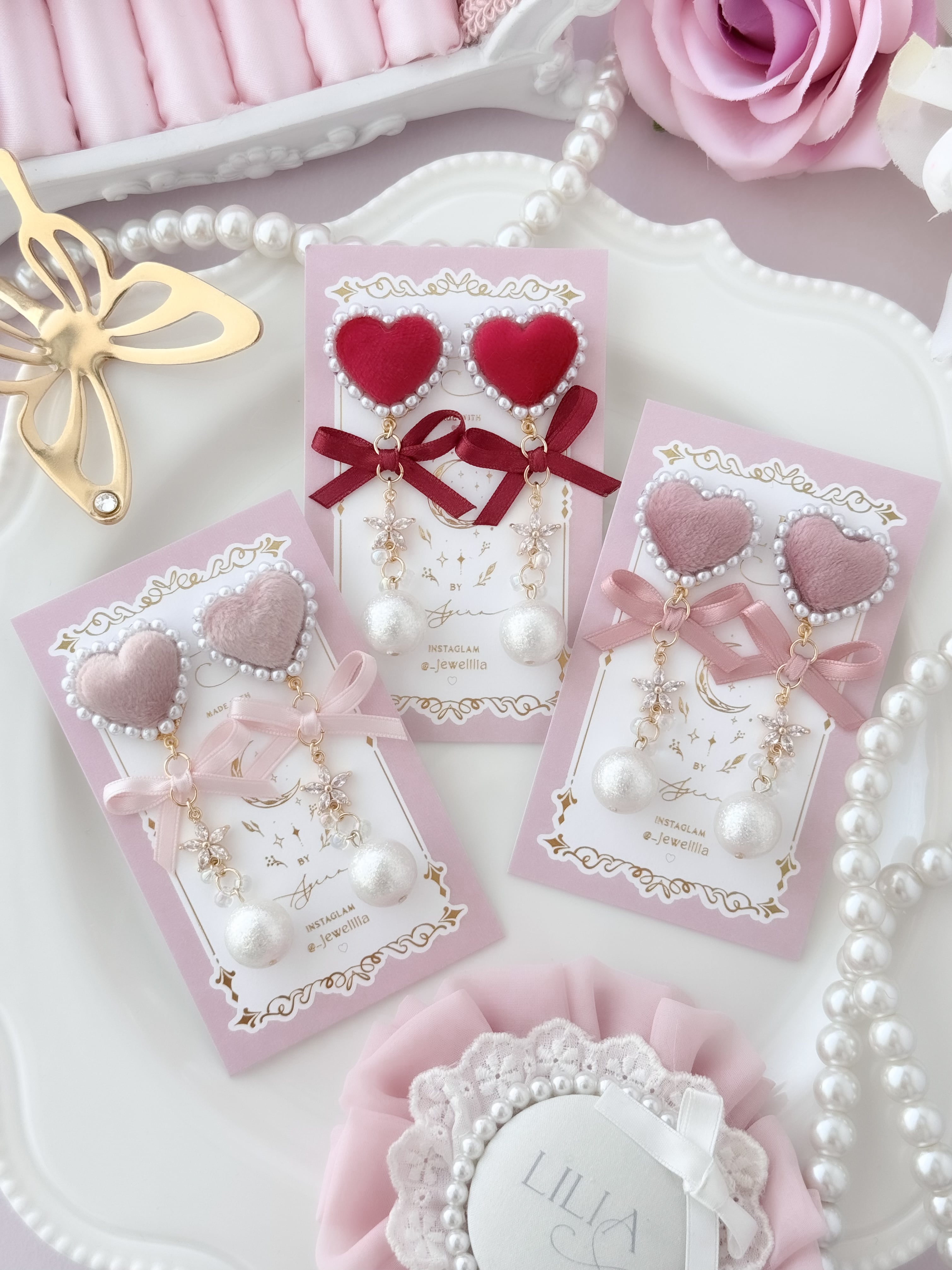 【1017-09】flocky heart long pearl