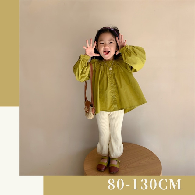 [ 春新作 ] 2色ラウンドネックブラウス 子供服 韓国子供服 2023年 キッズコーデ