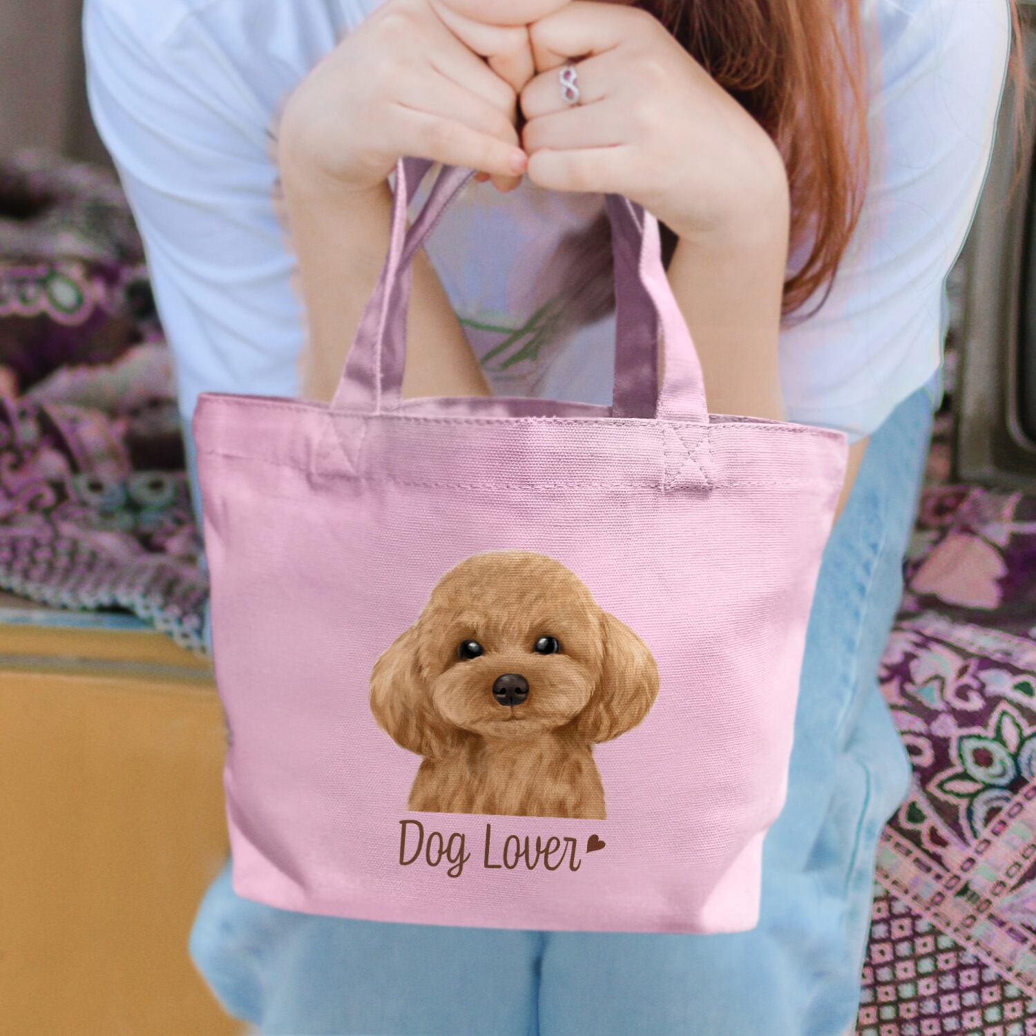 トイプードル 水彩画風 毛色8色 】 ミニキャンバス トートバッグ 犬