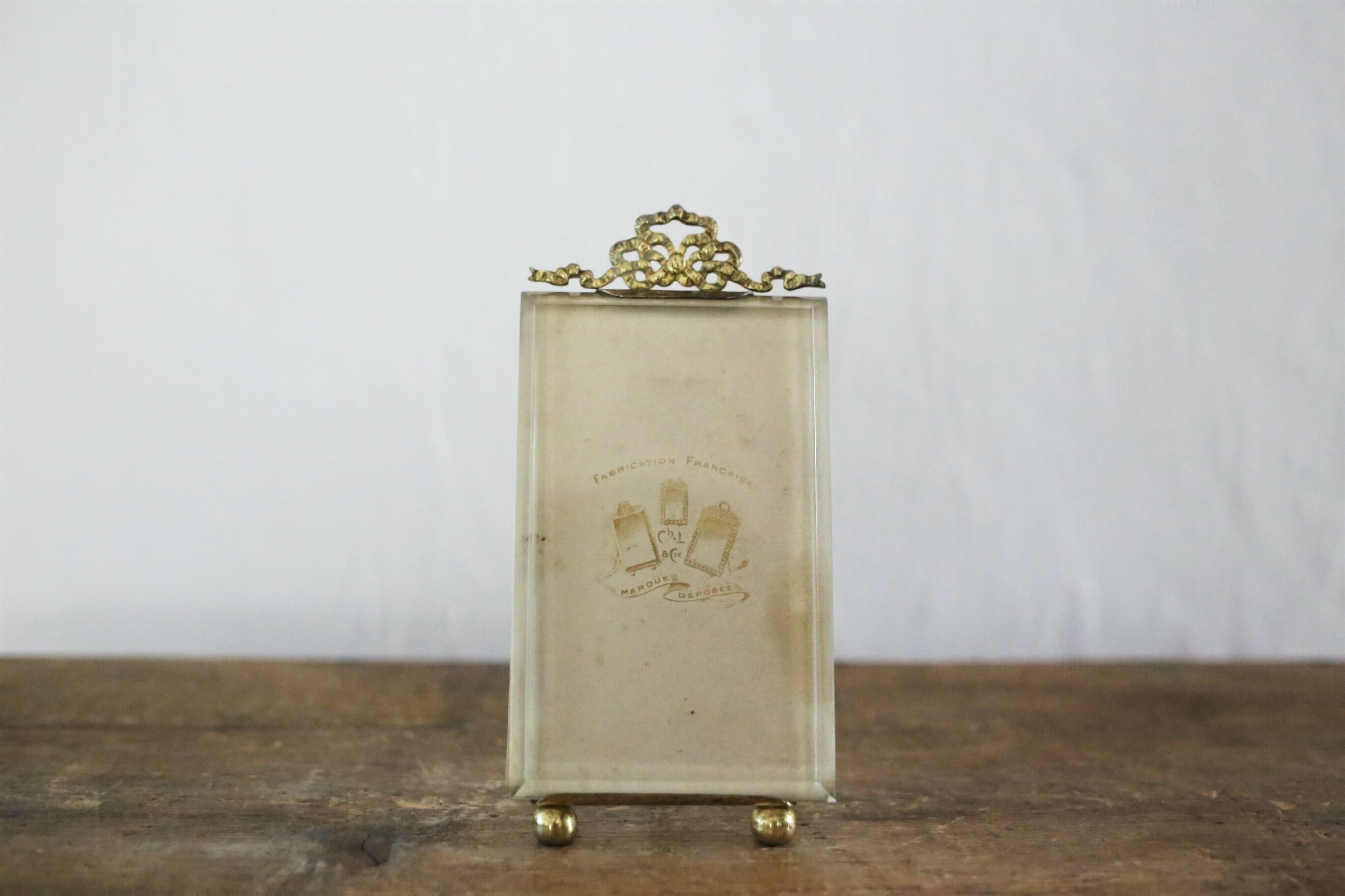 フランス アンティーク ガラス フォトフレーム 写真立て N-02870