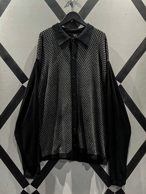 【X VINTAGE】Checkered Swiching Vintage Loose Knit Shirt