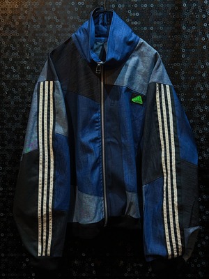 【ÆIEM】special" Original Re:make" denim patch work design stand neck track jacket