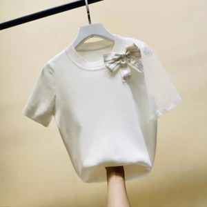 レディース トップス Tシャツ 半袖 ラウンドネック メッシュ 透け感 リボン プルオーバー スリム 細身 きれいめ 上品 おしゃれ お洒落 大人可愛い 大人女子 個性的 カジュアル エレガント キュート ラブリー ガーリー フェミニン レトロ 主役級 存在感 こなれ感 抜け感 夏 10代 20代 30代 お出かけ デート 女子会 ショッピング 旅行 お泊まり 休日 普段使い デイリー 韓国 韓国系 オルチャン ファッション コーデ スタイルアップ 美スタイル インスタ映え S M L ホワイト ブラック