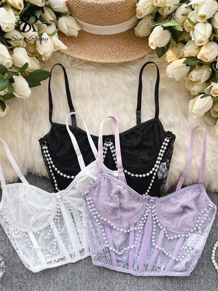 Sing補強-女性のパールレースブラ、セクシーなストラップ、バックレスボディコン、スリムなファッション、ストリートウェア、y2kクラブパーティーミニトップ、アウターウェア_111