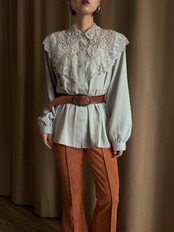 classical mint green lace shirt-5167-2