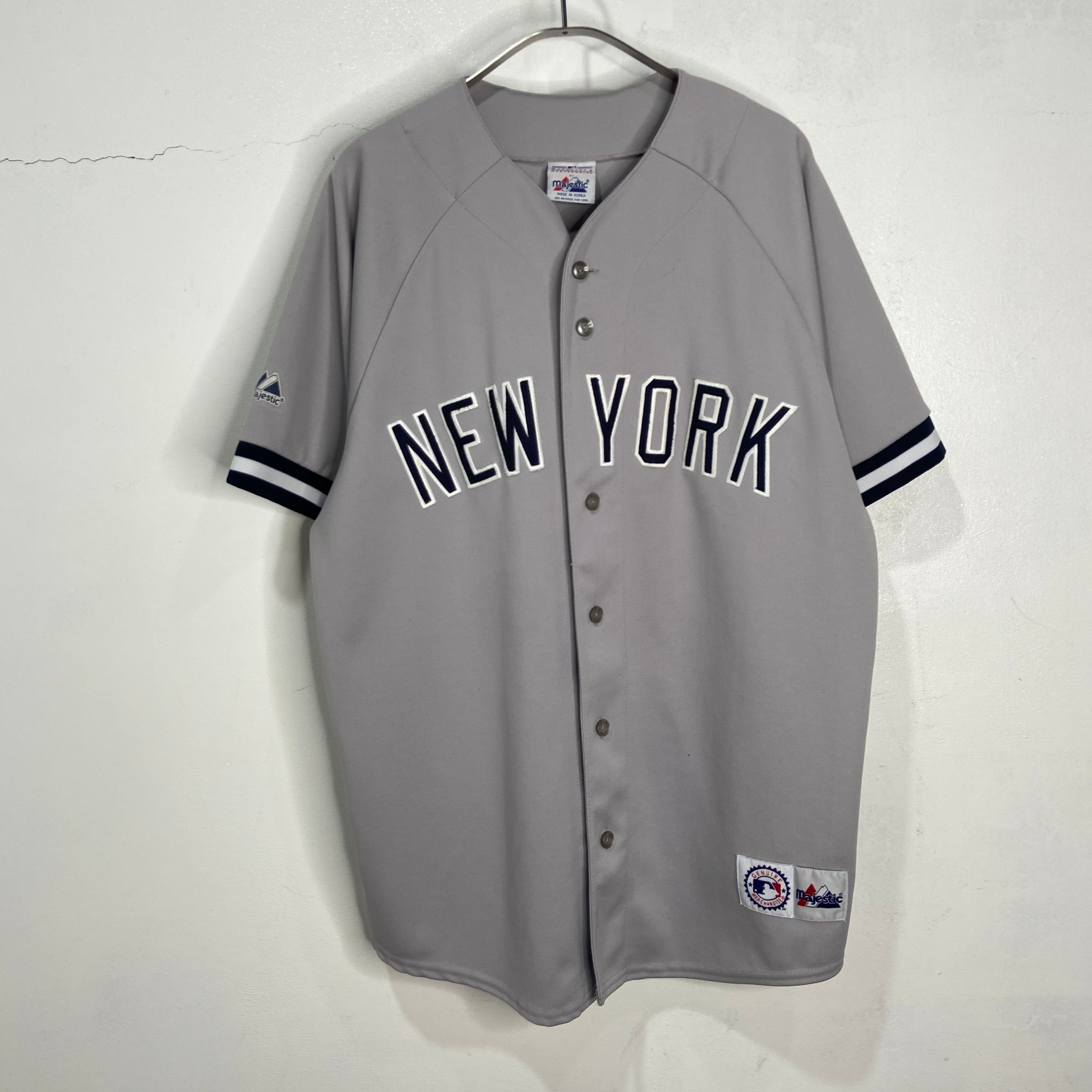 90s NYヤンキース ベースボールシャツ majestic グレー | 古着屋 Uan
