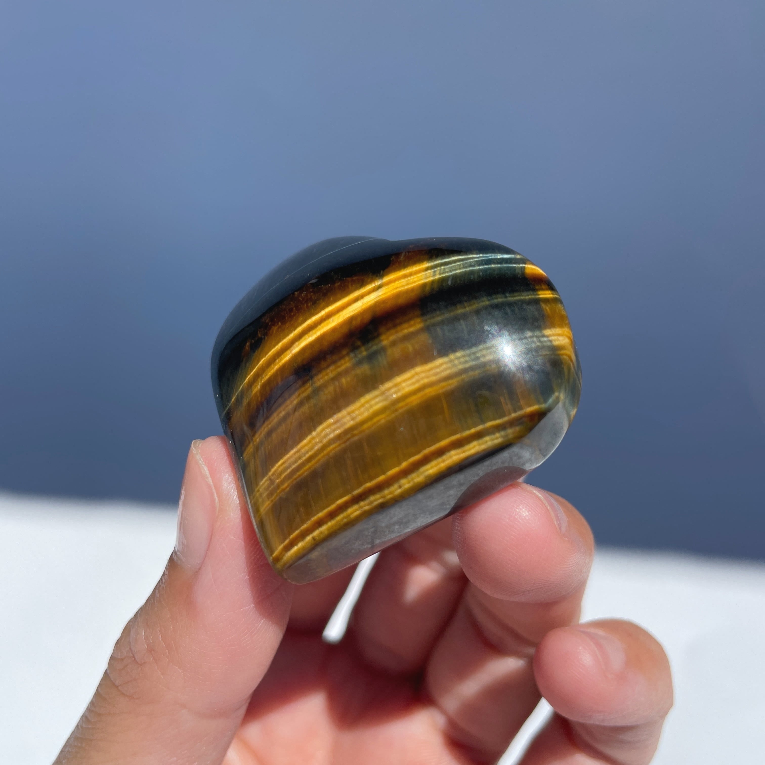 ブルータイガーアイ ハート01◇Blue Tiger's eye◇天然石・鉱物