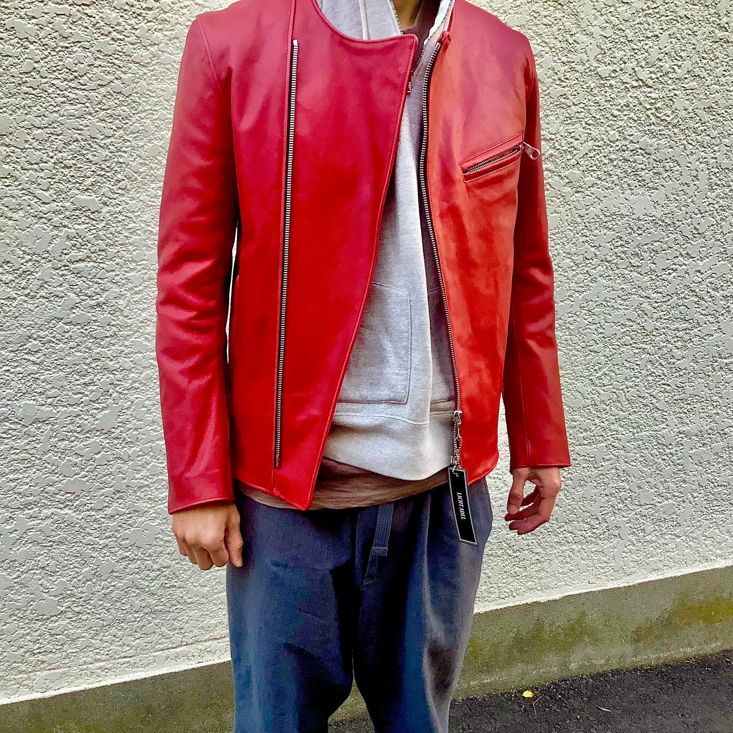 Licht Adel LW-JKT02 Collarless Double Jacket Red leather riders