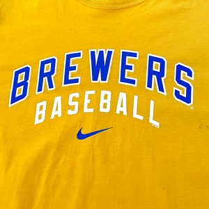 【NIKE】MLB ミルウォーキーブルワーズ Tシャツ Milwaukee Brewers アーチロゴ Lサイズ us古着 アメリカ古着