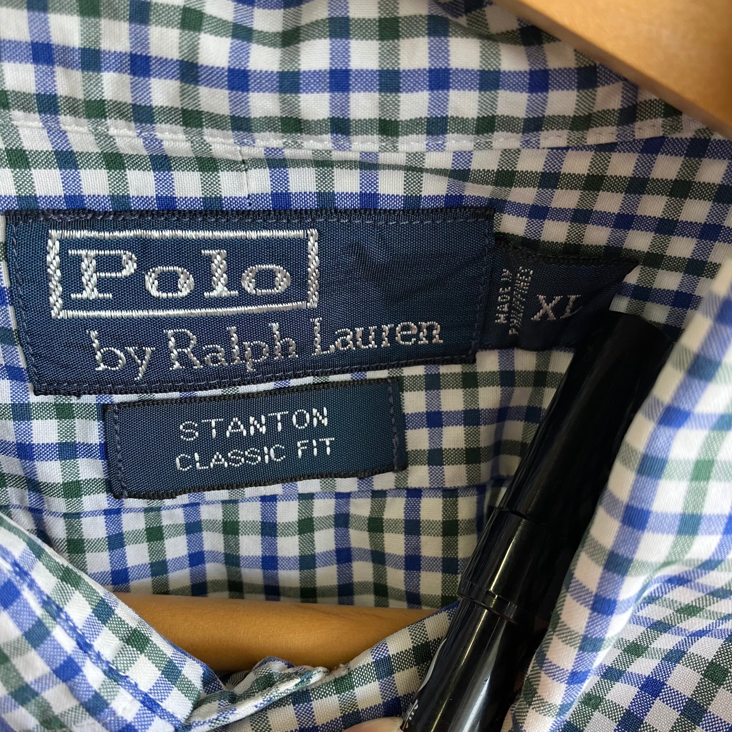 90s Polo by Ralph Lauren STANTON ポロプレイヤーロゴ チェックL/Sシャツ【0401A20】