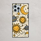 受注生産 iPhoneケース 太陽と月の天体パターン｜星座図風 STAR018A