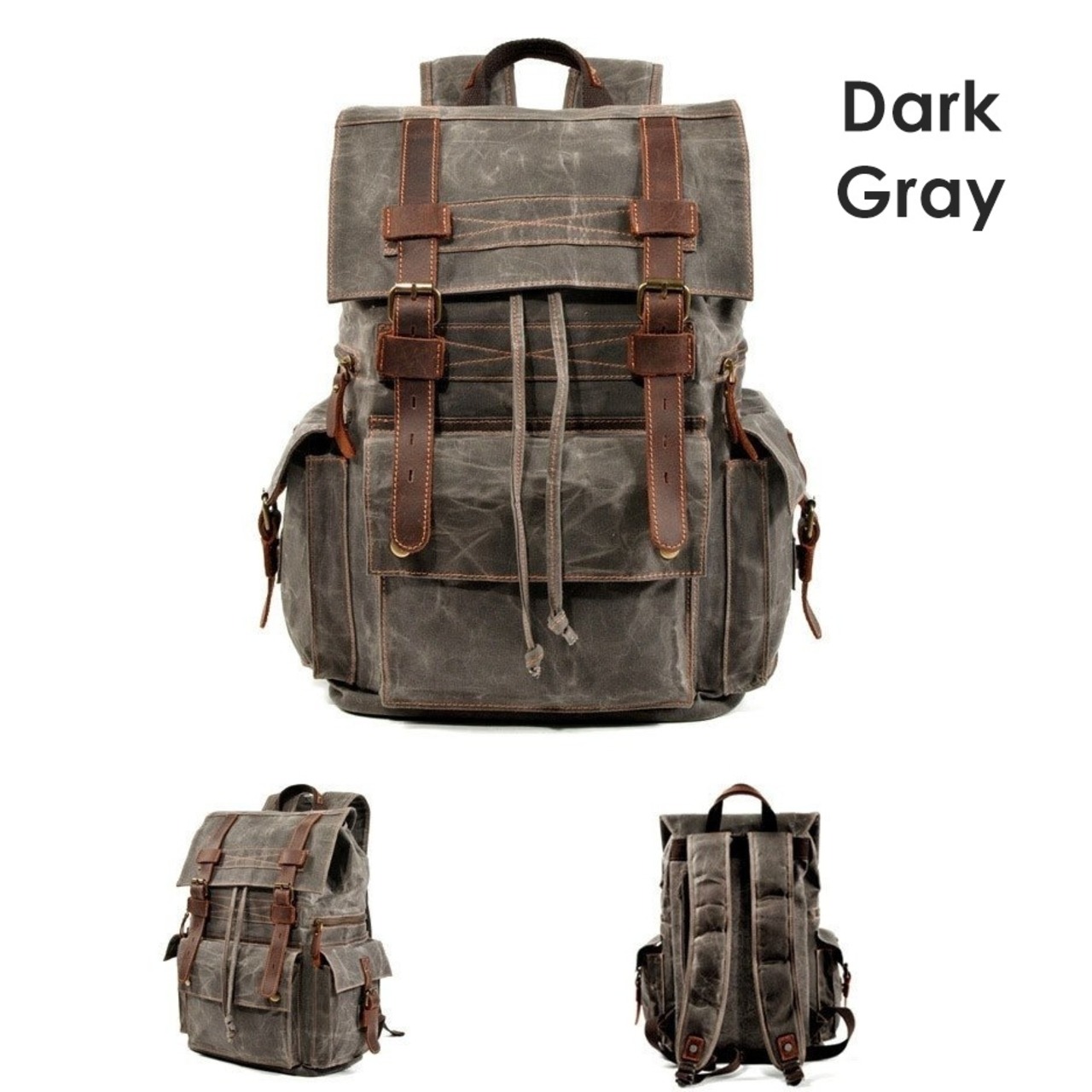 Retro Canvas Leather Hiking Backpack / レトロ キャンバス レザー ハイキング バックパック