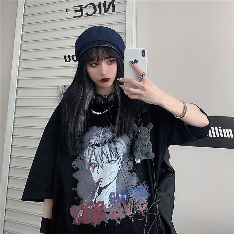 ダークシャツ スタイルルーズプリントTシャツ レディース ストリート かわいい ケッペル97962165183