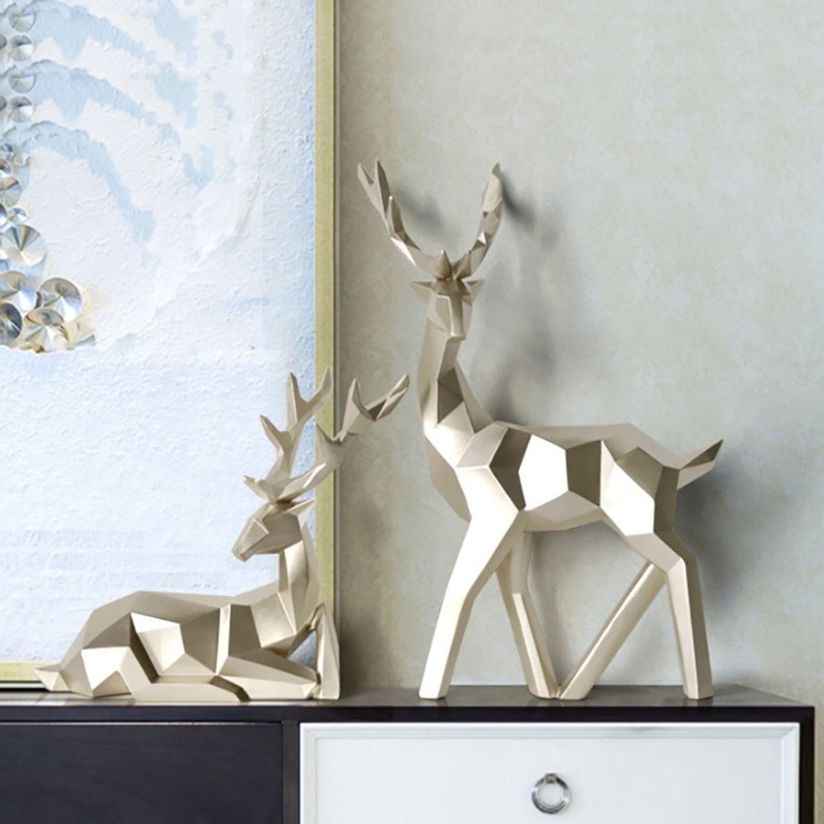 置物 鹿 2体セット ゴールド アンティーク デザイン シカ アニマル 