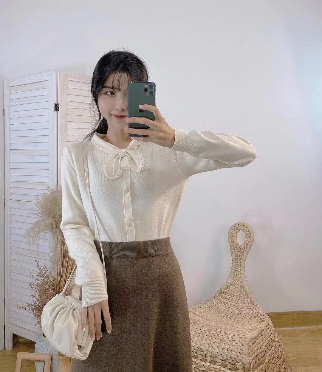 フロントリボンカーディガン