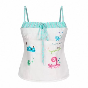 [BETWEENAND] Cute Mint Mambo Cute Tile Strap Top