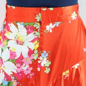 【フラメンコ衣装】レッド prima boutique プリマブティック ファルダ スカート 赤 花柄 ボランテ 光沢 フリル 軽い 白 模様
