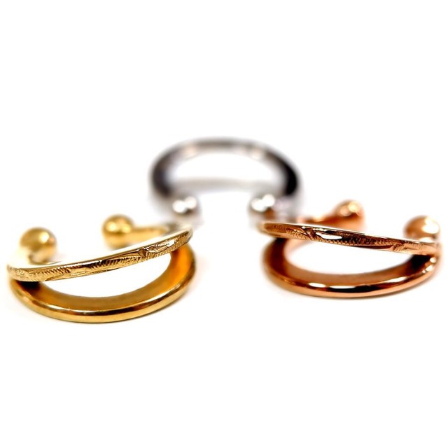 【年始セール】ハワイアンジュエリー イヤーカフ 片耳用 2連風 スクロール サージカルステンレス 金属アレルギー対応 ges8233