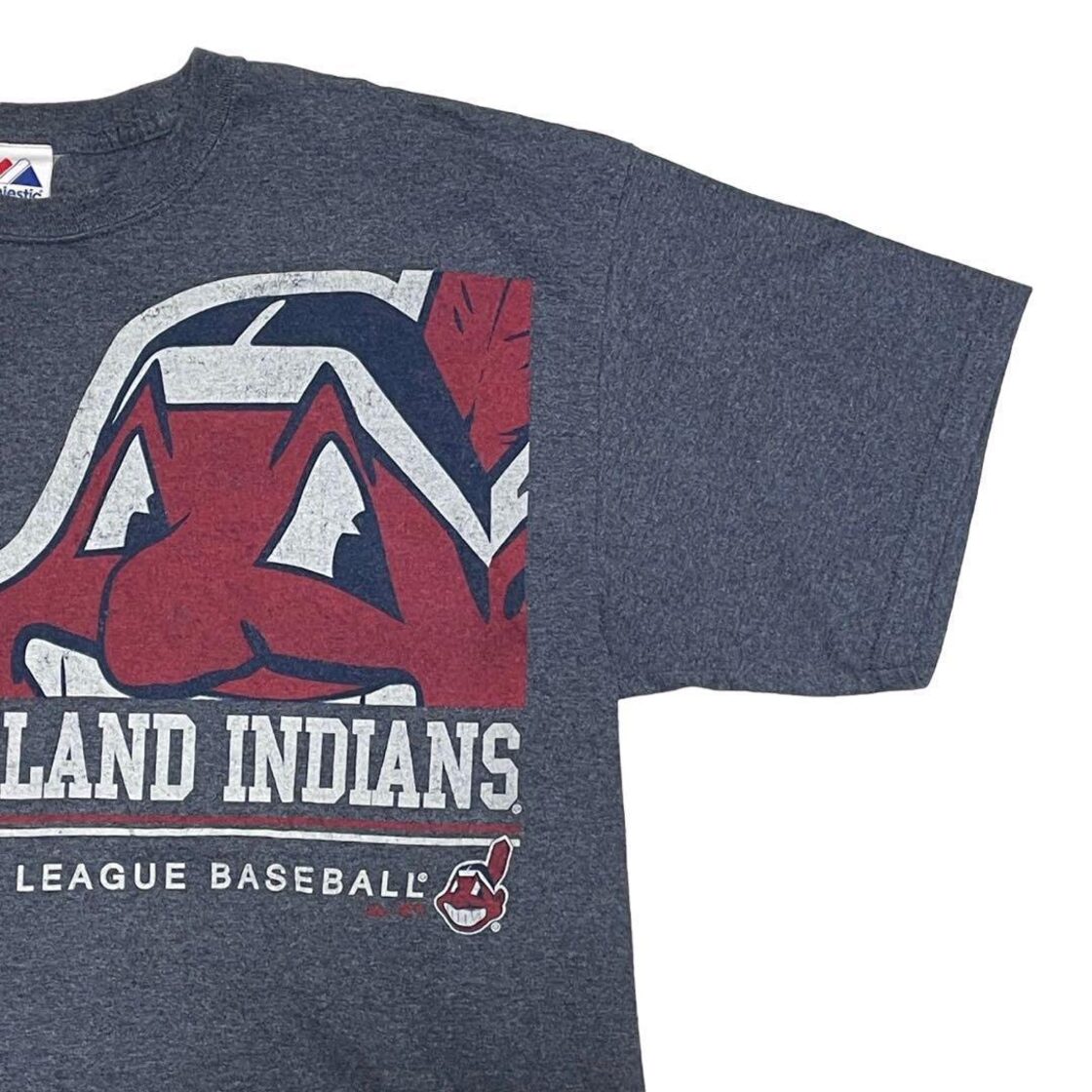 00s Majestic MLB チームロゴ プリント Tシャツ クリーブランド 