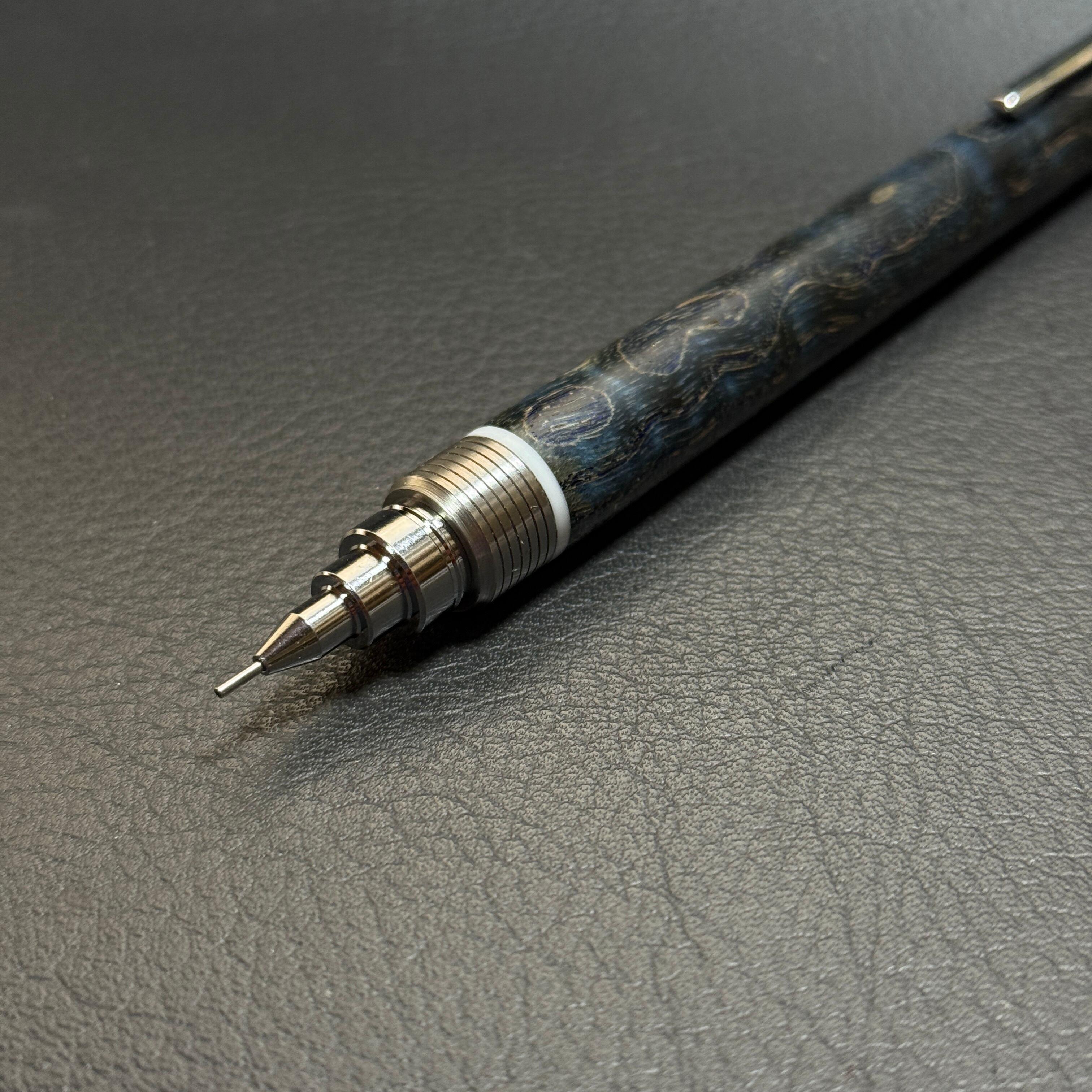 205タモ波杢スタビ 木製シャーペン 超低重心(溝付き) ステンレス