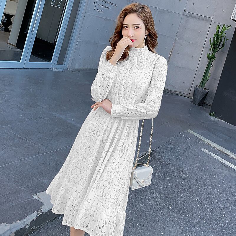 【新作】【送料無料】 マタニティウェア2020秋と冬の新しいレースのハイウエストスタンドアップカラードレス、年齢を減らすミドル丈のファッションマタニティドレス-アリババ ハイウェスト オータム 秋物 ウィンター 冬物 expec263549103146