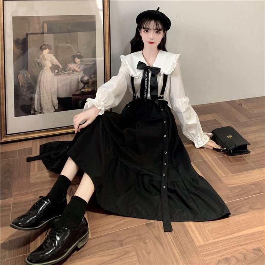 サブカル 服 地雷系 通販 ゴスロリ ツーピース ロングスカート ゴシック フリル ガーリー おしゃれ増し