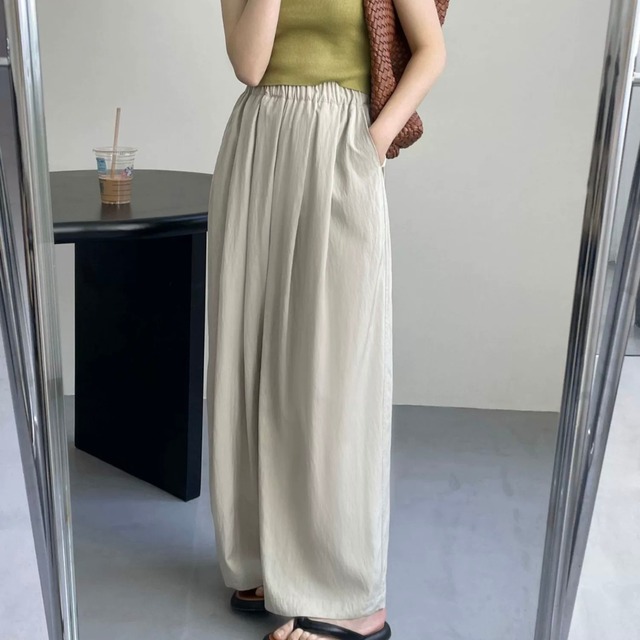 ウエストゴムワイドレッグパンツ　21394