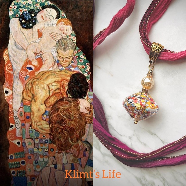 ローズピンククリムトネックレス