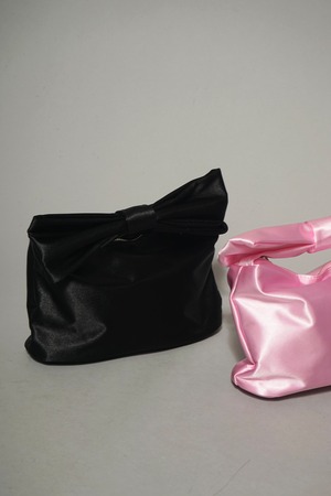 RIBBON SATIN BAG (BLACK) 2403-01-97