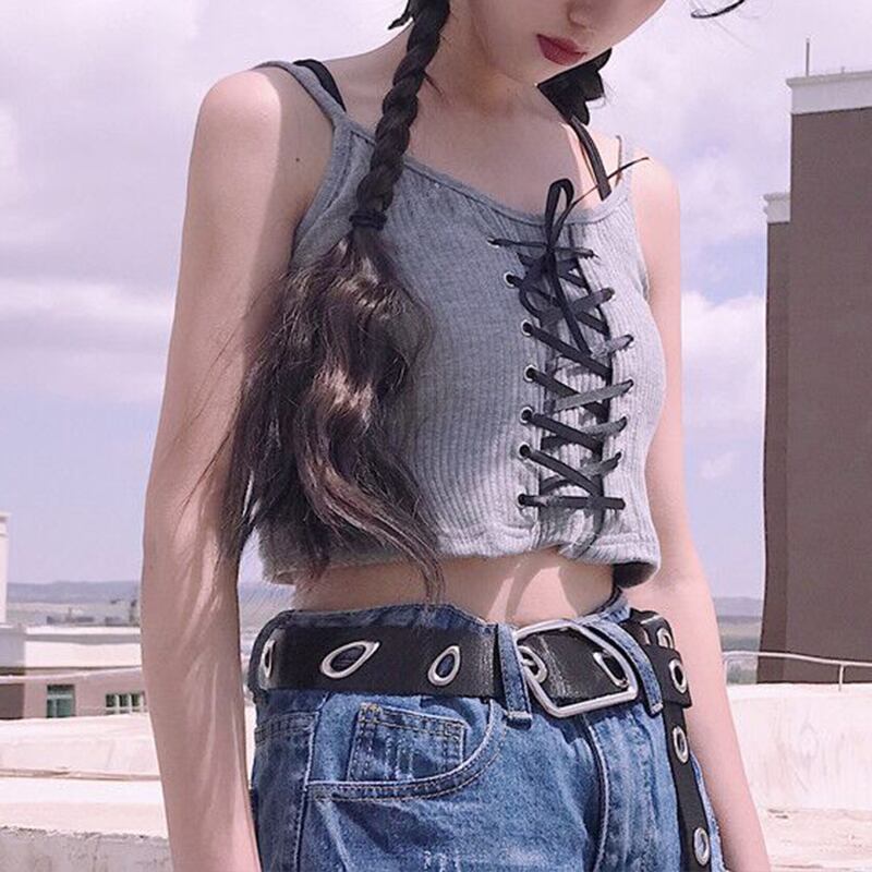 サマースタイルニットセーター ショートトップス レディース レース 夏物 レースアップ 萌量不足58229251540