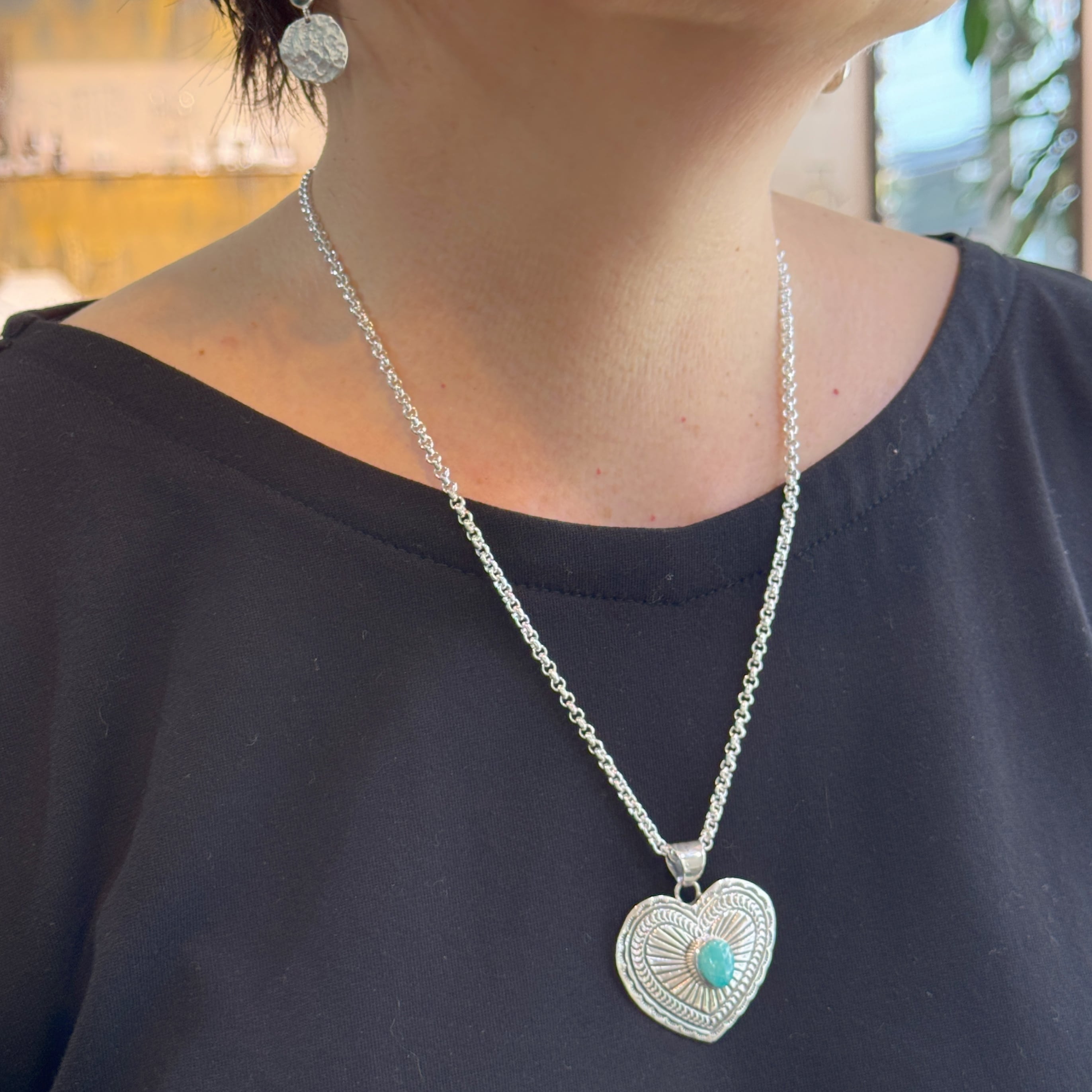 Indian Jewelry 》キングマン ターコイズハートペンダント ネックレス