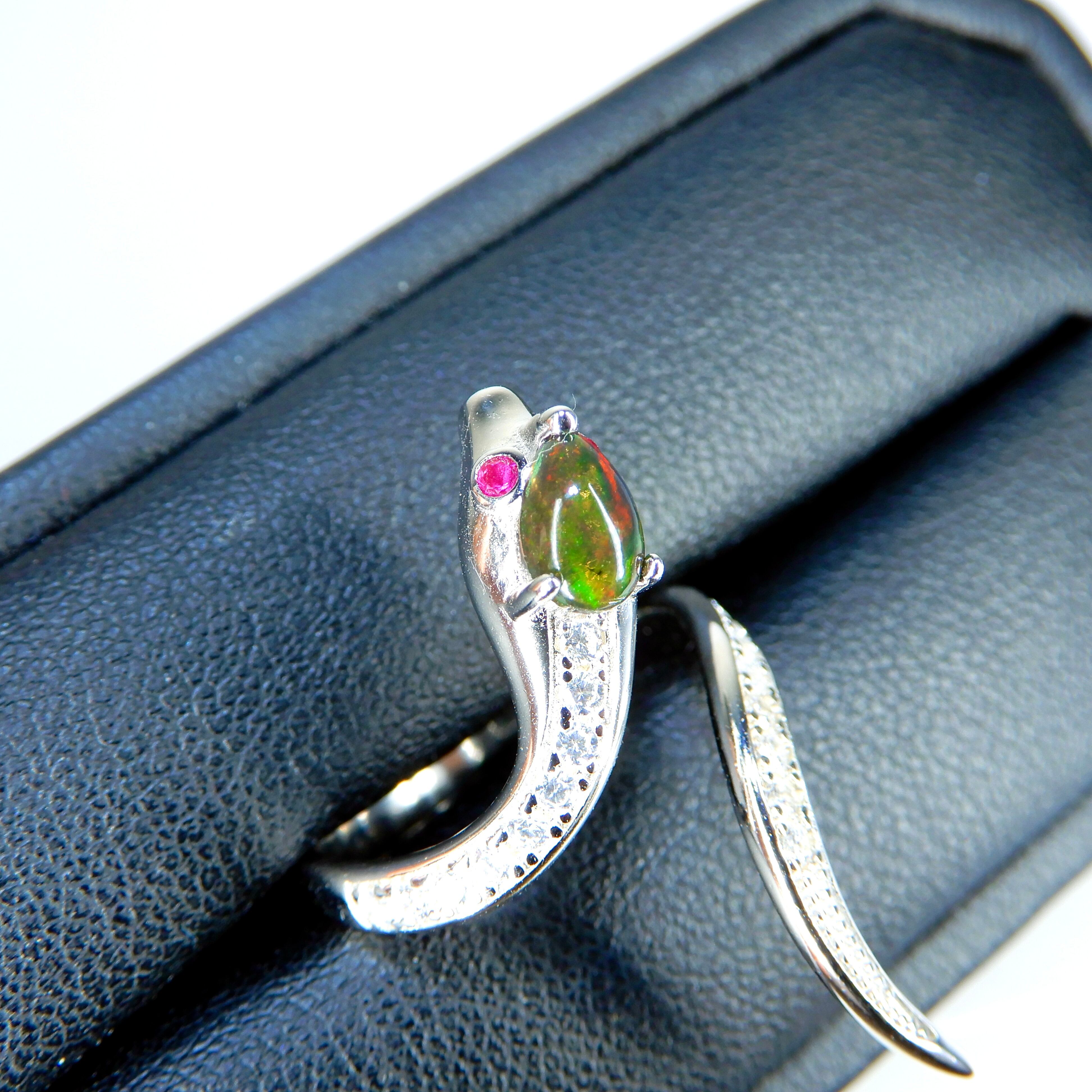 へびRing♦︎ブラックオパール♦︎