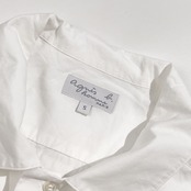 agnes b. homme アニエスベー サンダー デザイン 半袖 コットン シャツ S/ホワイト系 メンズ