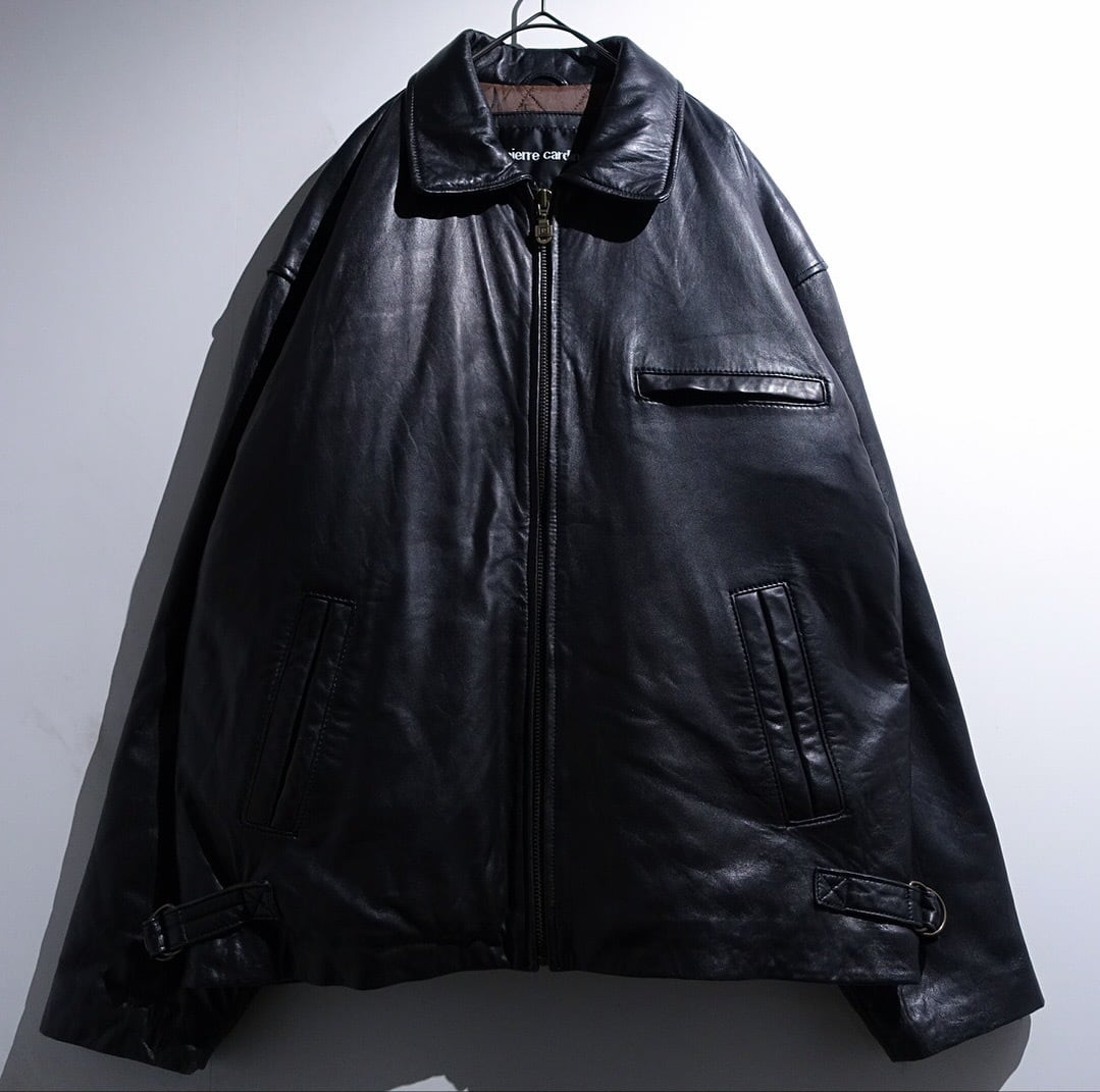 90s "Pierre Cardin" Black Leather Swing Top Blouson