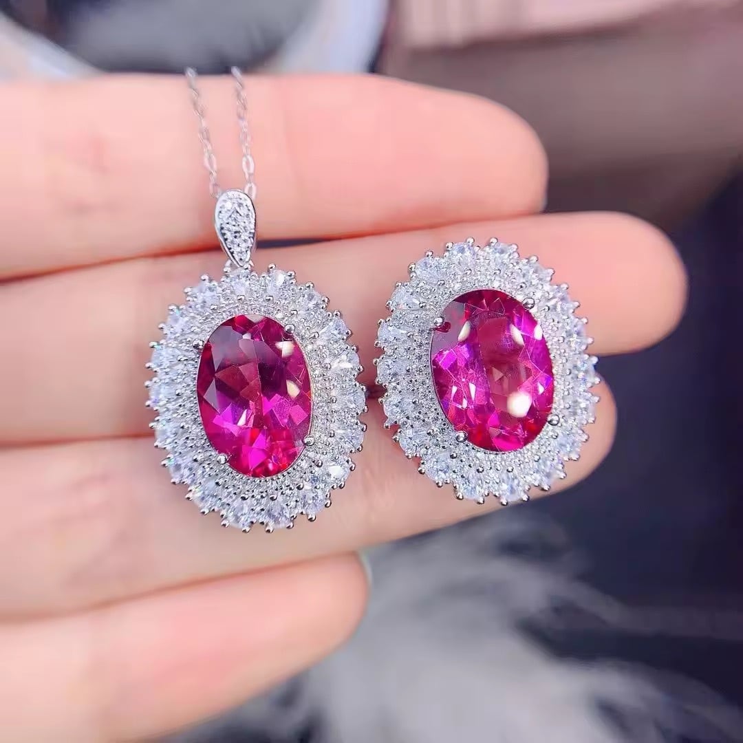 topaz〗天然 ピンク トパーズ セット コフレ ネックレス リング