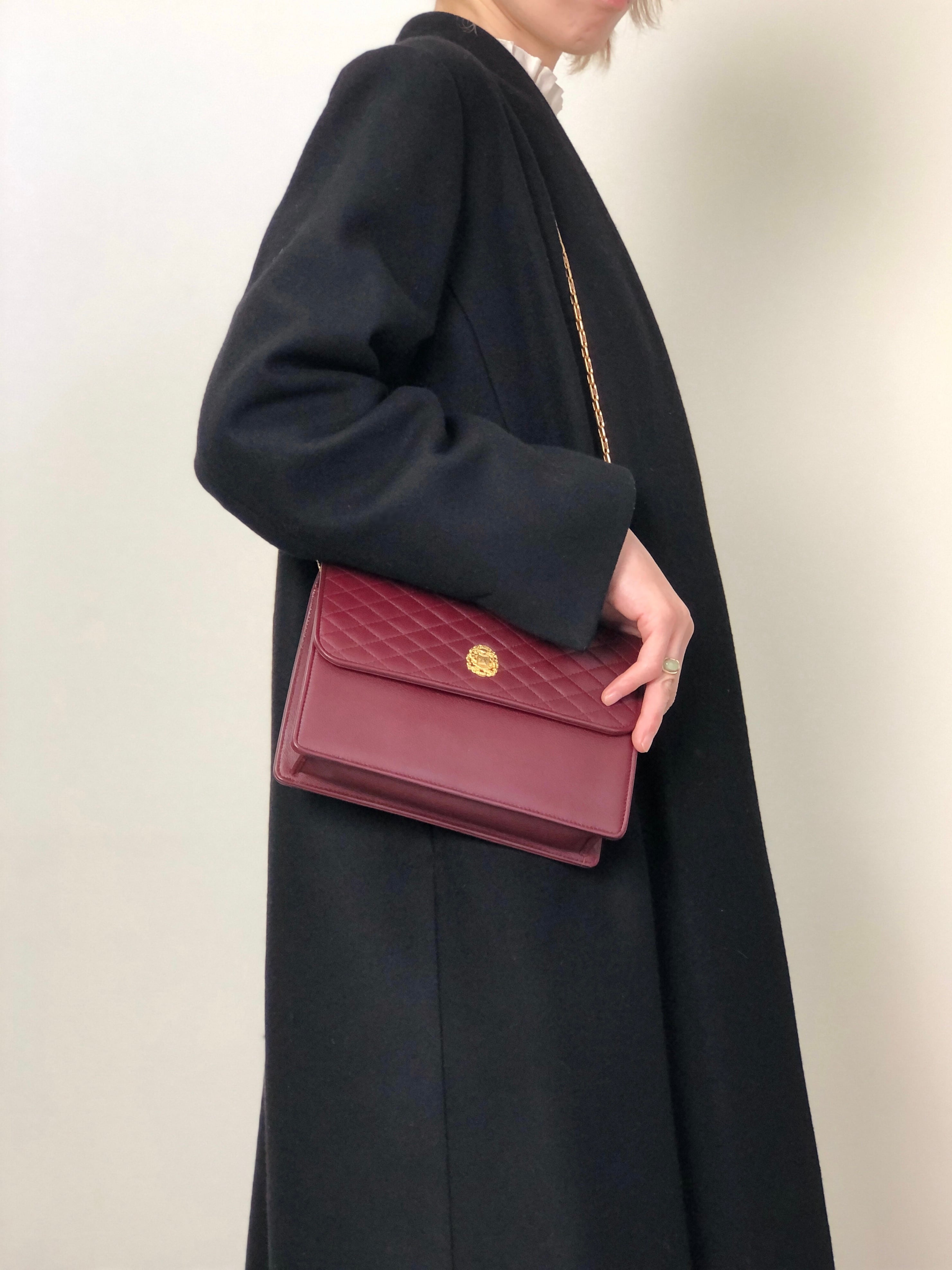 CELINE セリーヌ ショルダーバッグ ボルドー エンブレム レザー