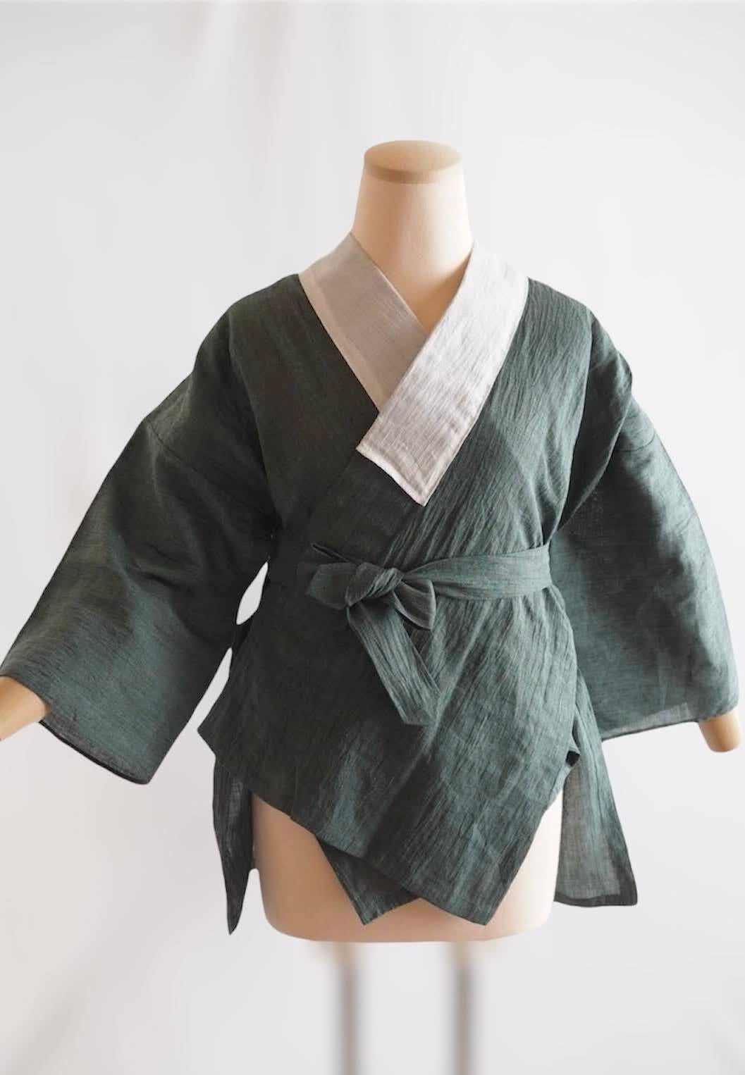 弥生屋 半襦袢・近江ちぢみ 麻 / 夏虫色 M,Lサイズ | 弥生屋