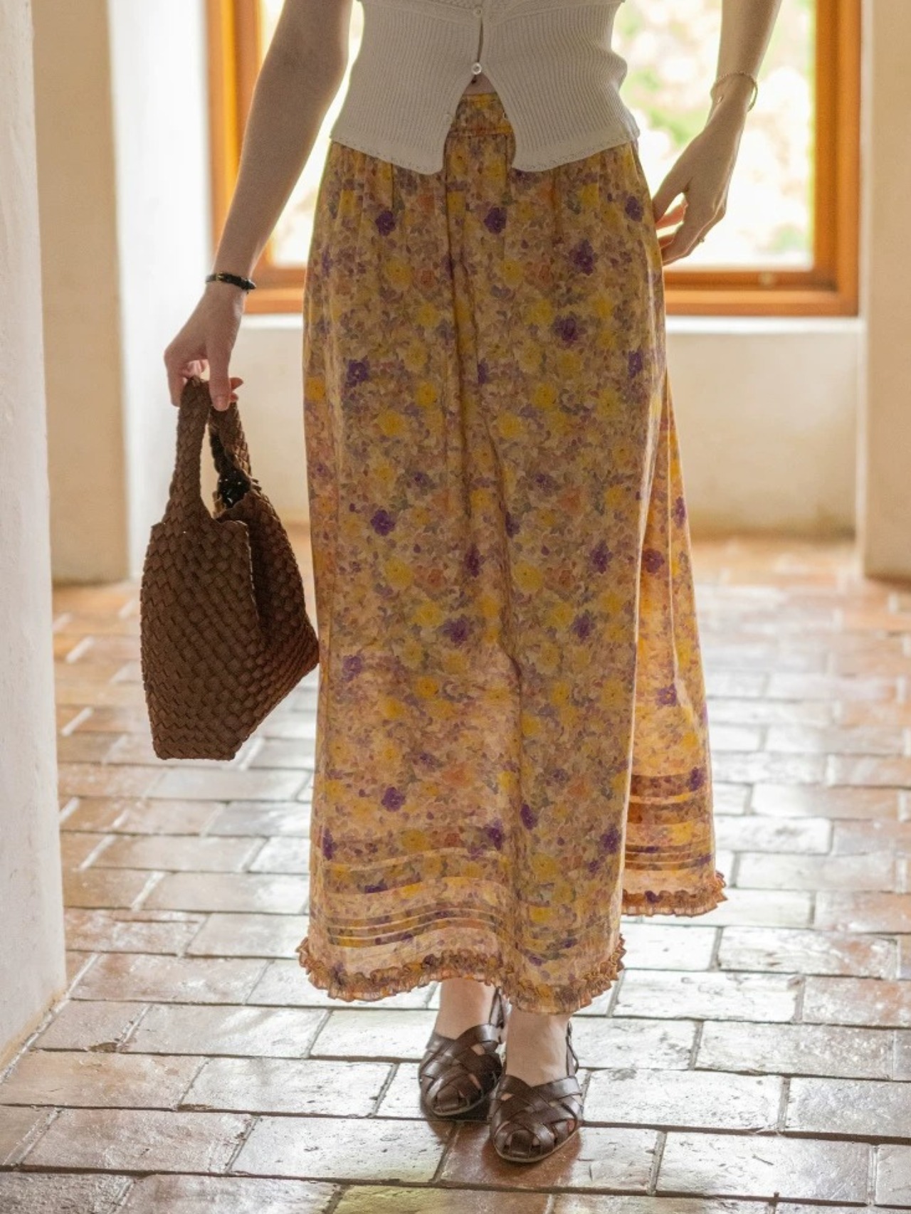 Peinture Floral Maxi Skirt F0760