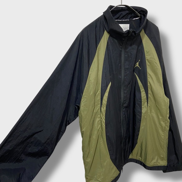 JORDAN NIKE ウォームアップジャケット　ナイロン　黒　緑　XL