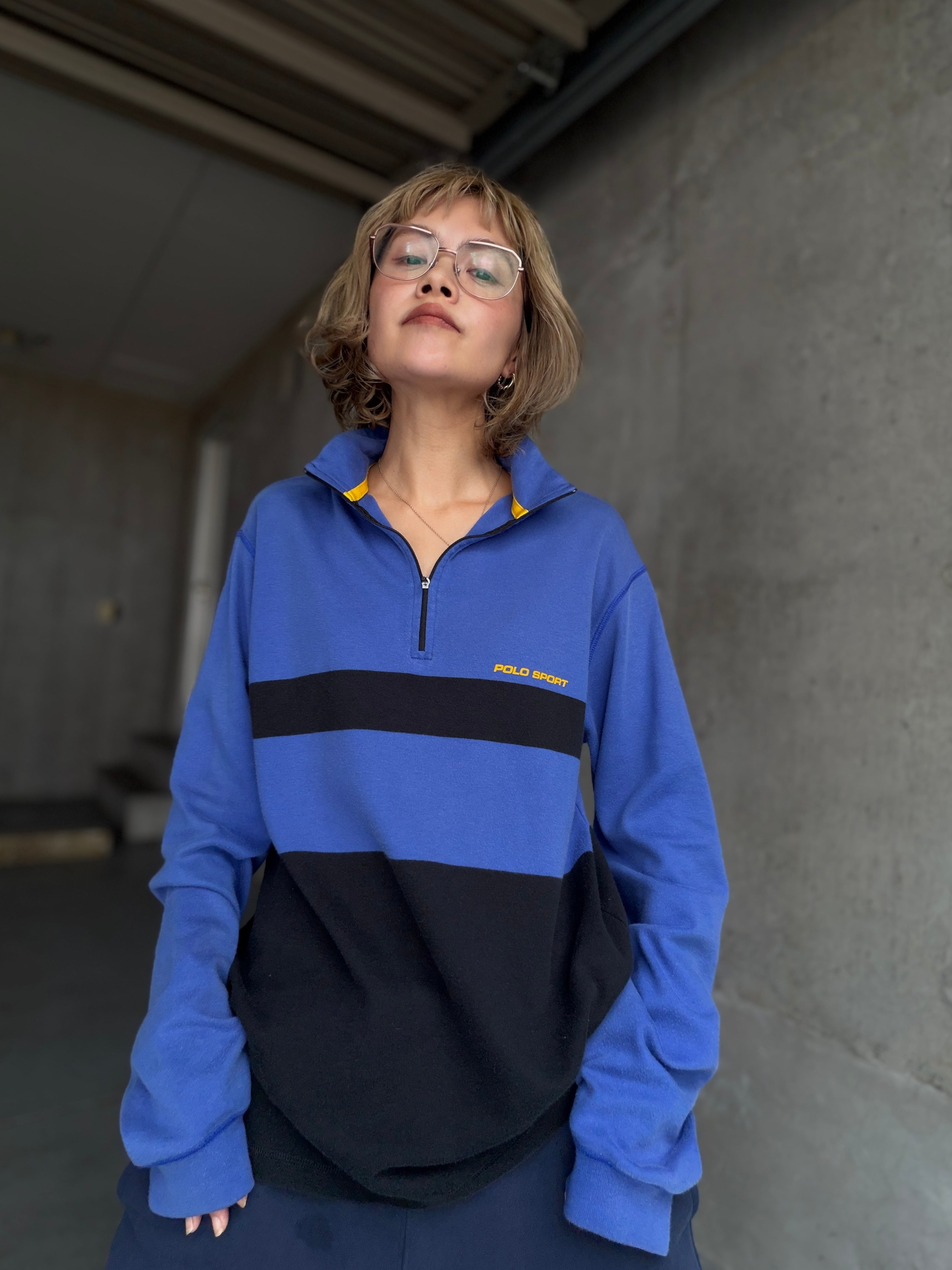(CS2507)POLO SPORT half zip line long tee made in USA