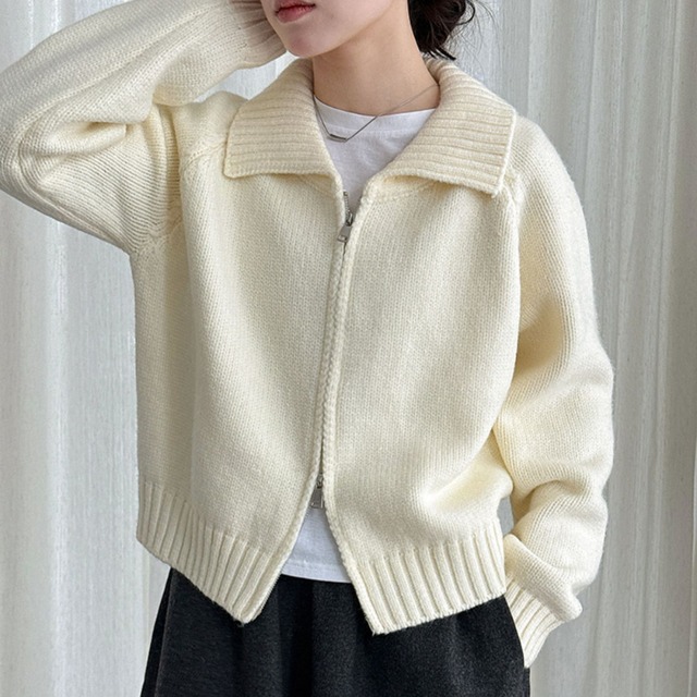 zip-up knit cardigan J00099