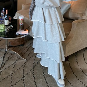 sweat tiered flare long skirt J00026