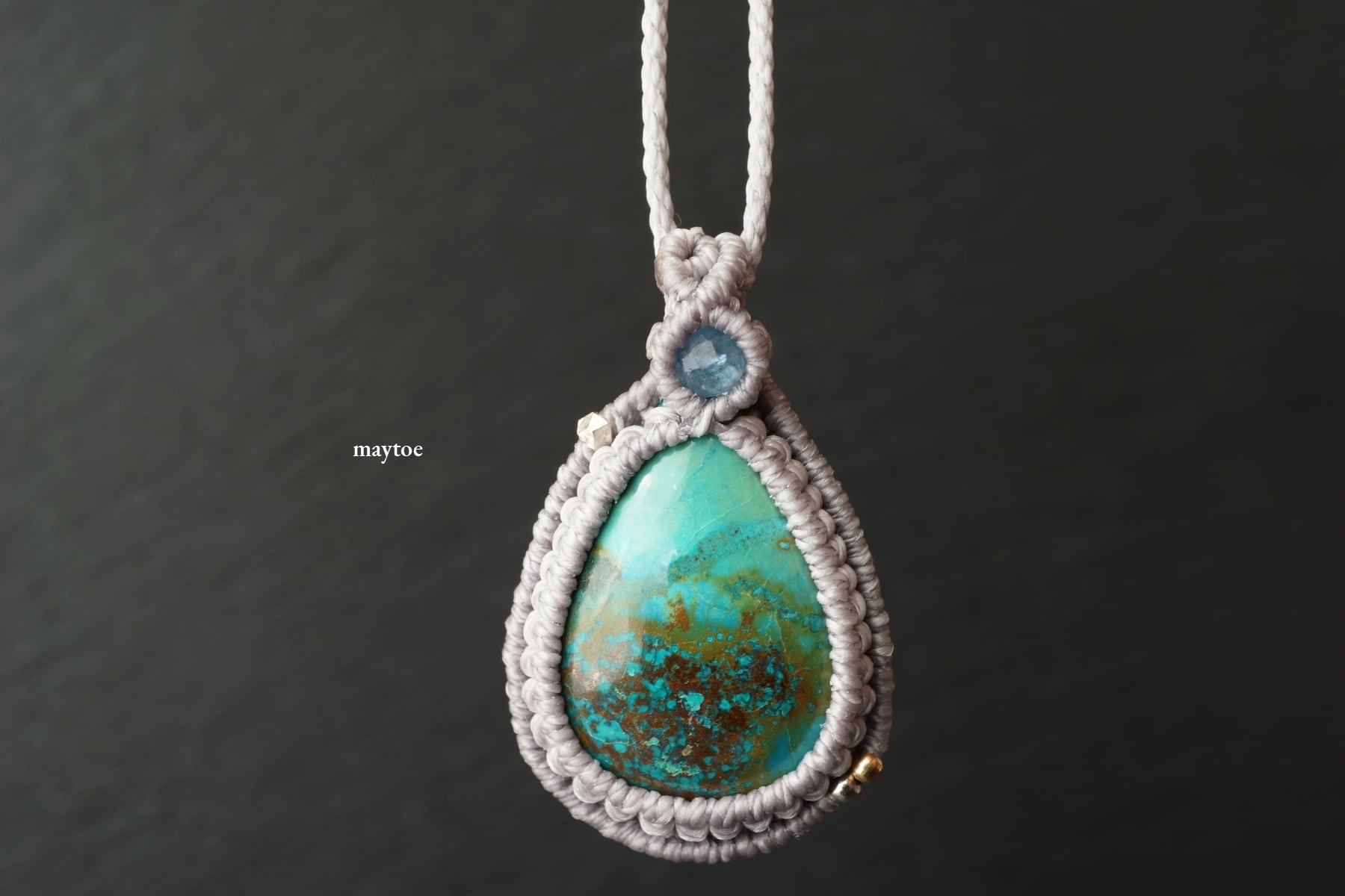 アズライトクリソコラのマクラメネックレス 【一点物】