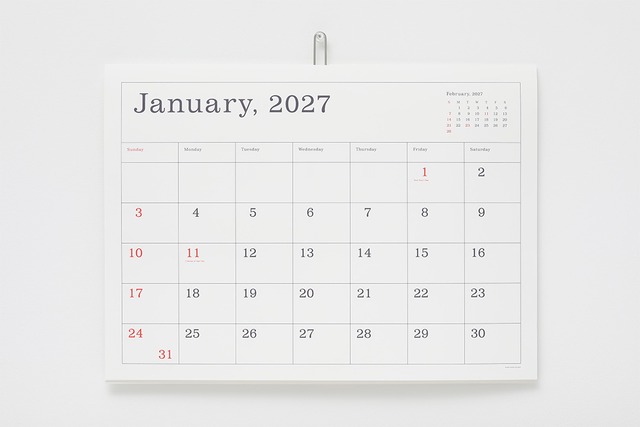 ANDO GALLERY 2027 Calendar (アンドーギャラリー) 葛西薫 2027年 カレンダー【罫線あり】