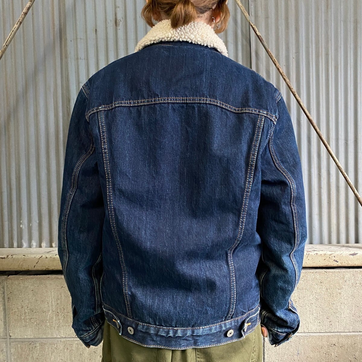 リーバイス デニムボアジャケット メンズS 古着 Levi's 濃色 ネイビー ...