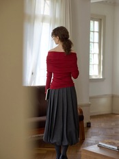 Bouton Wool Blend Pleated Balloon Skirt F0857