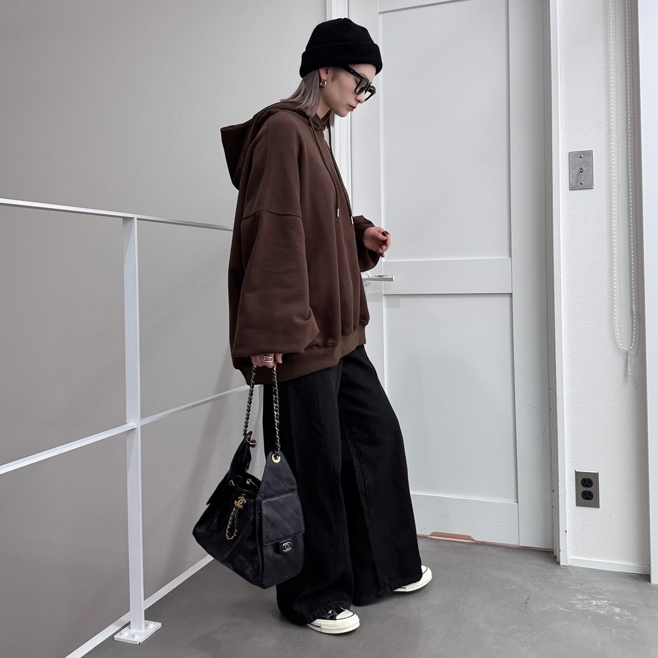 フーディーボリュームシルエットSW/ブラウン