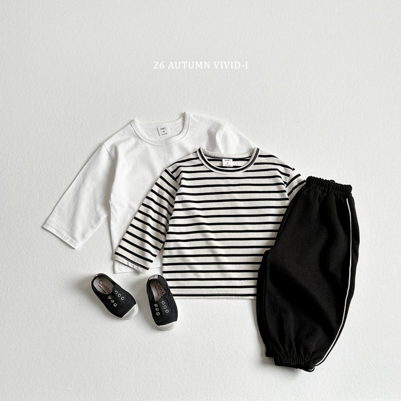 【取寄/韓国直送】VIVID-I ２枚セットシングルTシャツ｜秋服｜韓国子供服｜26/AT
