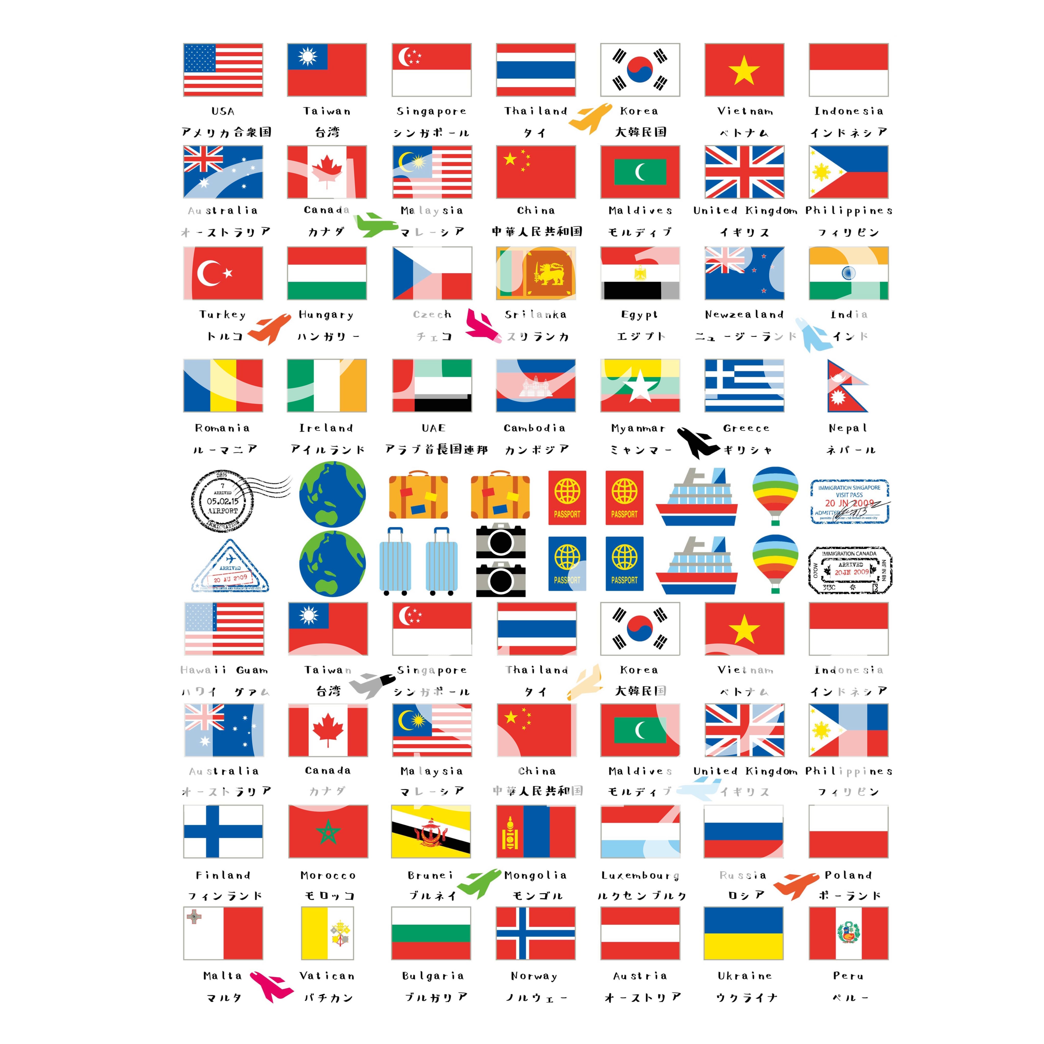 design　clara　転写紙販売　世界の国旗転写紙（人気海外旅行先42か国！）在庫限りで終了　ポーセリンアート　ポーセラーツ　クララデザイン